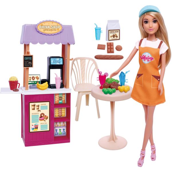 Sada panenek s kavárnou