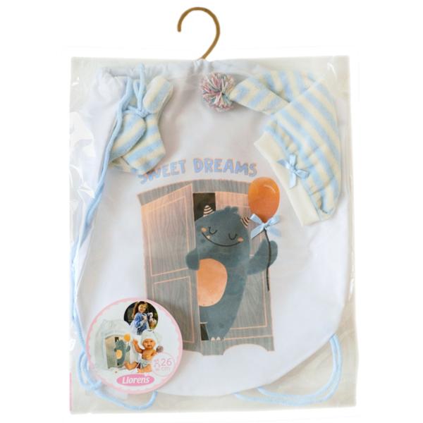 Llorens M26-313 obleček pro panenku miminko NEW BORN velikosti 26 cm s doplňky