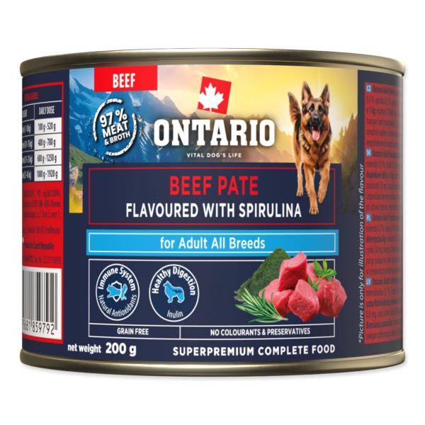 Konzerva Ontario Adult hovězí paté s příchutí spiruliny 200g