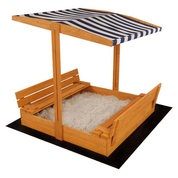 Detské drevené uzatvárateľné pieskovisko s lavičkami a strieškou Baby Mix 120x120 cm