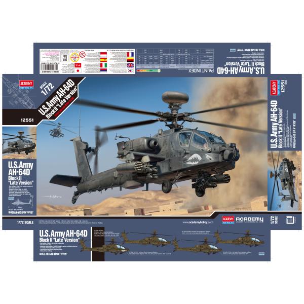 Model Kit vrtulník 12551 – USArmy AH-64D Block II „Late Version“ (1:72)