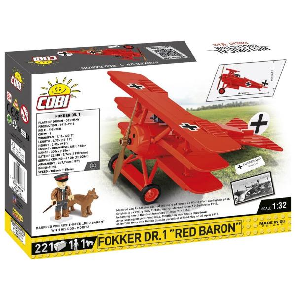 Cobi Great War Fokker Dr. I Red Baron, 1:32, 206 k, 1 f (obrázek 4)