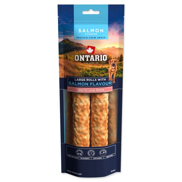Delicia Ontario Protein sabor salmón, rollo masticable grande 2uds 25,4cm