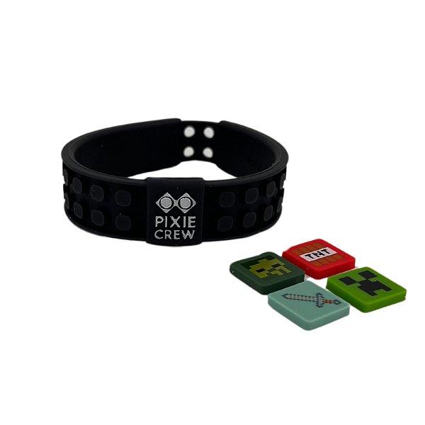 PIXIE CREW & MINECRAFT Nastavitelný náramek, černá, 4 multipixely