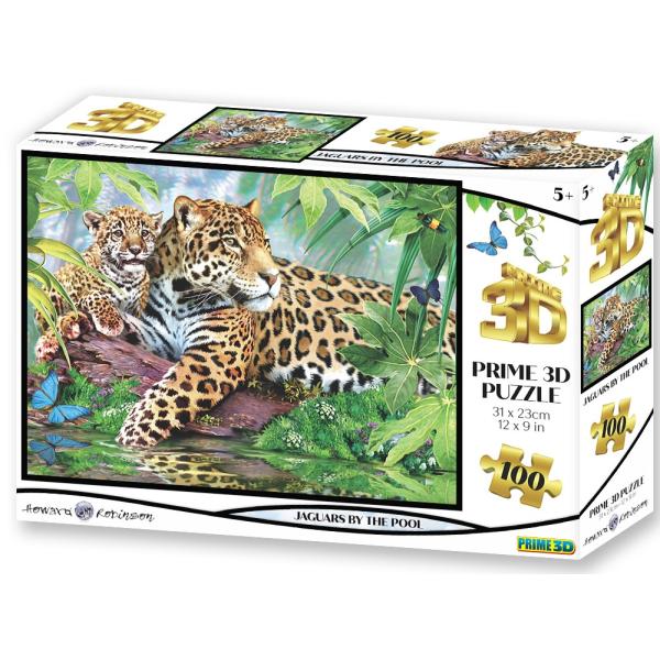 PRIME 3D PUZZLE - Jaguári pri bazéne 100 ks