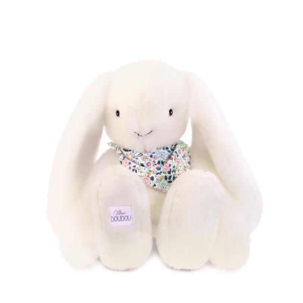 Doudou Plyšový králík XXL s šátkem bílý 50 cm (obrázek 5)