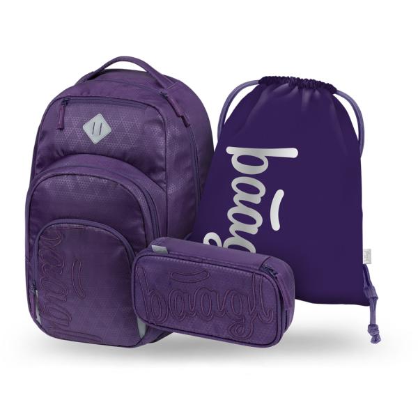 BAAGL SADA 3 Coolmate Plum: batoh, peračník, vrecko