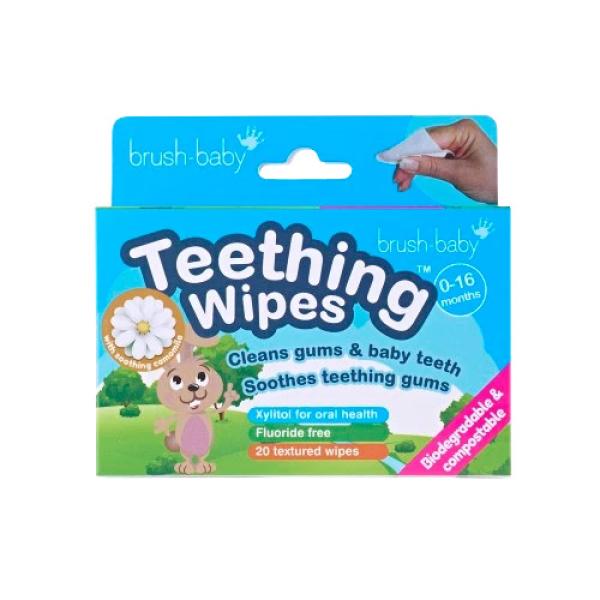 Brush-baby Teething Wipes, ubrousky na prořezávání zoubků, 0-16 měsíců