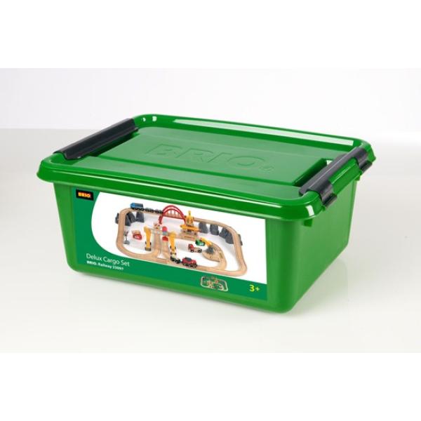 Brio Nákladní Vláčkodráha s mostem a překladištěm v plastovém boxu