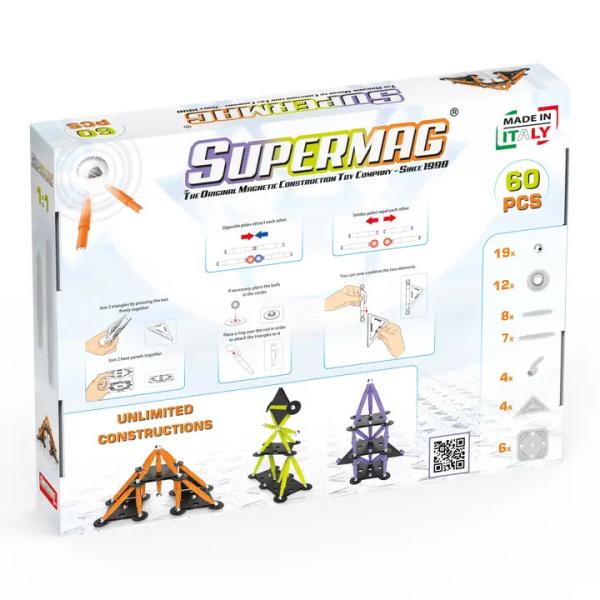 SUPERMAG magnetická stavebnice Technicolor 60ks