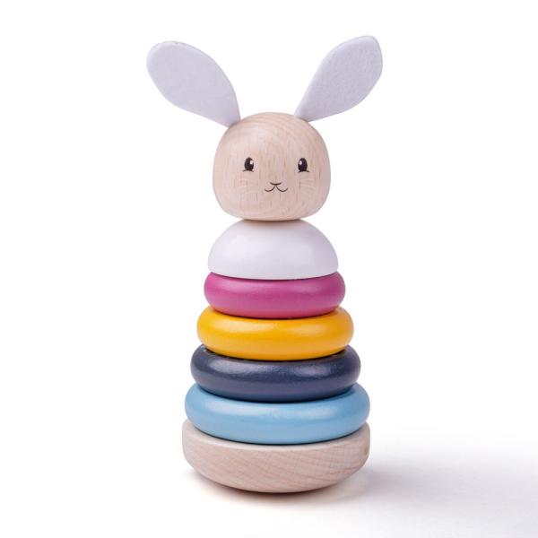 Bigjigs Baby Dřevěná motorická nasazovací věž zajíček (obrázek 3)