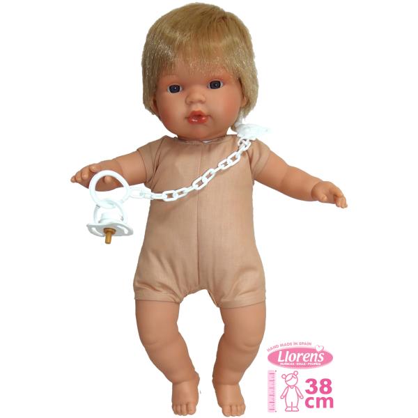 Llorens 385S SASHA - realistická panenka se zvuky a měkkým látkovým tělem - 38 cm