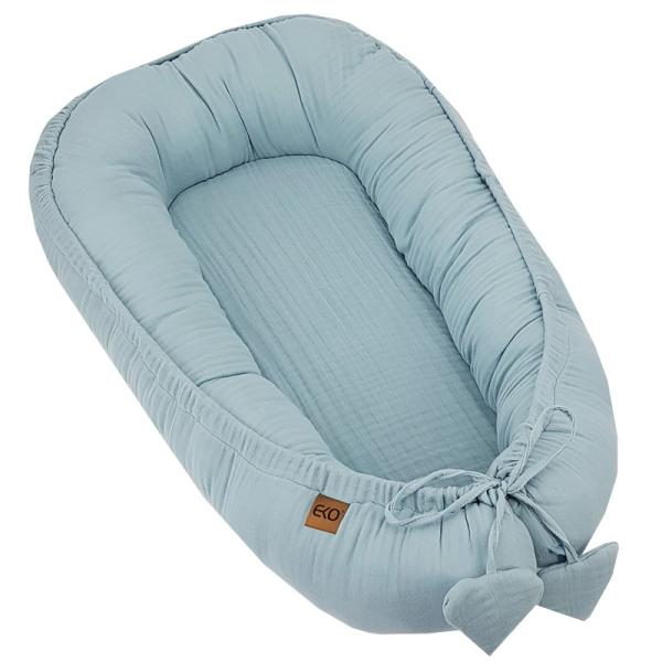 EKO Hnízdo pro miminko mušelínové Blue 90×60 cm