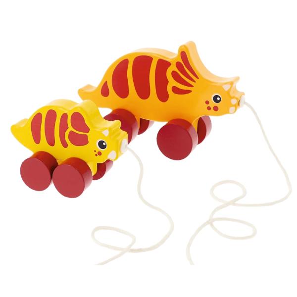 Trefl Dřevěná hračka na tahání Dinosaurus Triceratops