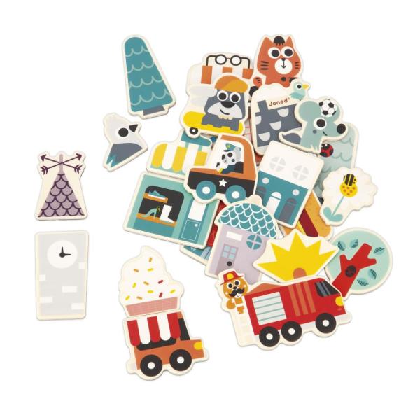 Janod - 24 Magneti Città - Giocattolo In Legno Fsc - Gioco Educativo Magnetico - Accessori Per Lavagna Magnetica - Dai 24 Mesi, J09642-image