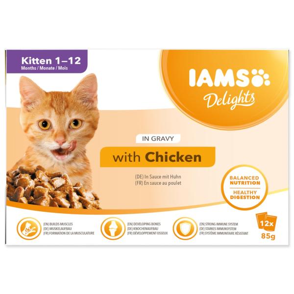 Kapsička IAMS KITTEN – multipack v omáčce 1020g (12x85gr)