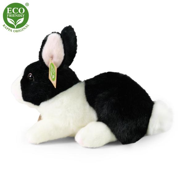 Plyšový králík ležící bíle černý 23 cm ECO-FRIENDLY (obrázek 3)