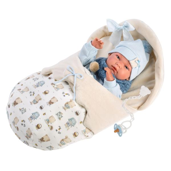Llorens 73885 NEW BORN CHLAPEČEK - realistická panenka miminko s celovinylovým tělem - 40