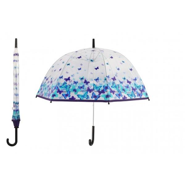 Průhledný deštník s motýlky 80 cm