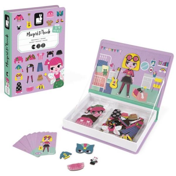 Janod Magnetibook Vestir niñas Libro magnético para niños