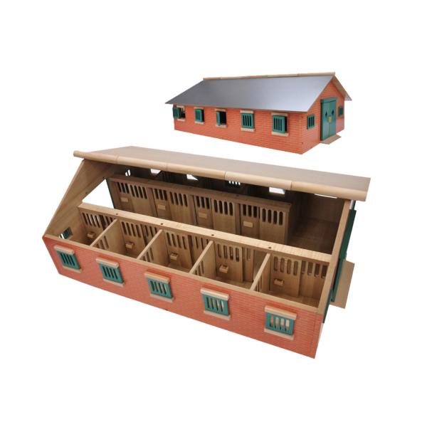 Kids Globe Farming stáj pro koně dřevěná 62x43x22cm 1:32 (obrázek 3)