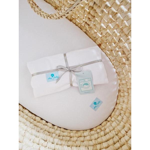 AHOJBABY Potah do Mojžíšova košíku pro miminko Organická bavlna White