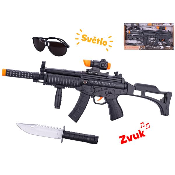 Samopal 44 cm na baterie se světlem a zvukem s doplňky