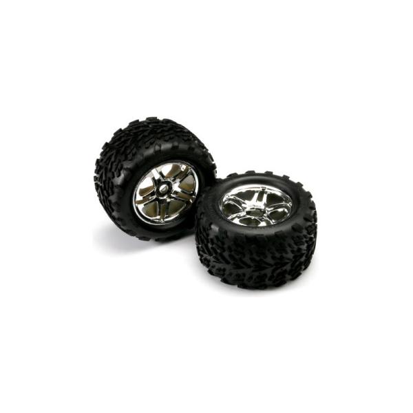 Traxxas kolo 3.8", disk Split Spoke H17 chromovaný, pneu Talon (pár)