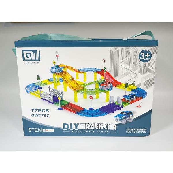 MAGBUILDER Autodráha Farebná s elektrickým autom, 77 dielov