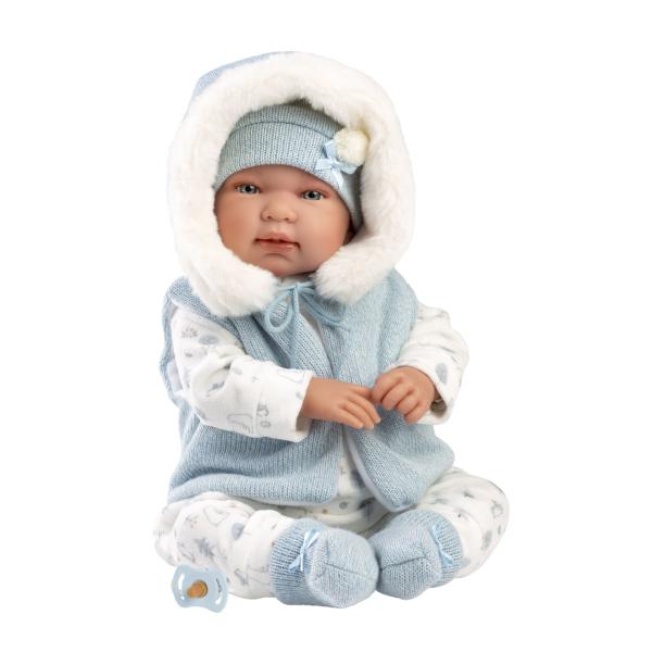 Llorens 84485 NEW BORN - realistická panenka miminko se zvuky a měkkým látkovým tělem - 44