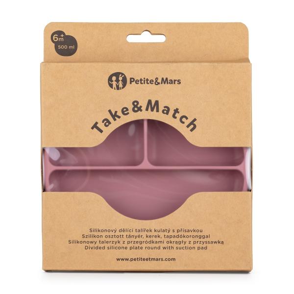 PETITE&MARS Talířek silikonový dělící kulatý Take&Match Dusty Rose 6m+ (obrázek 4)