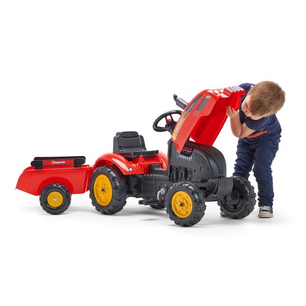 Falk Šlapací traktor 2046AB X-Tractor s vlečkou a otevírací kapotou - červený (obrázek 4)