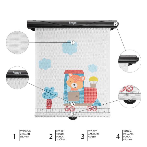 Sluneční clona do auta rolovací, Fox (obrázek 3)