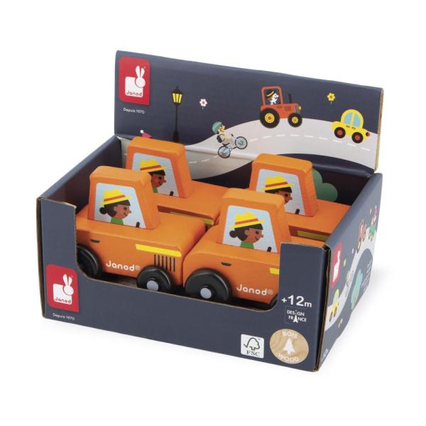 Janod Cross roads Dřevěné auto na tlačení Traktor červený (obrázek 3)