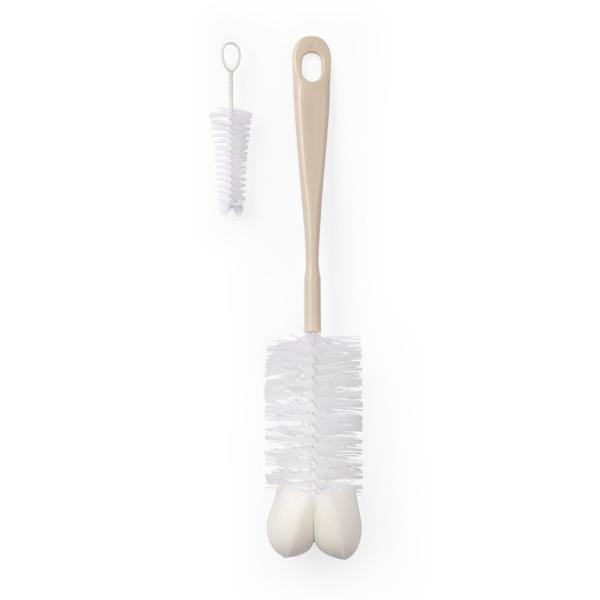 BABYONO Kefa na dojčenské fľaše s mini kefkou Beige