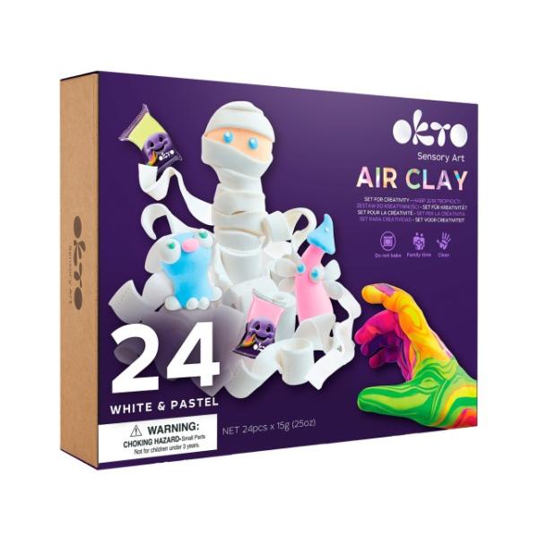 OKTO Samotvrdnoucí modelovací hmota set bílá a pastelová 24 ks