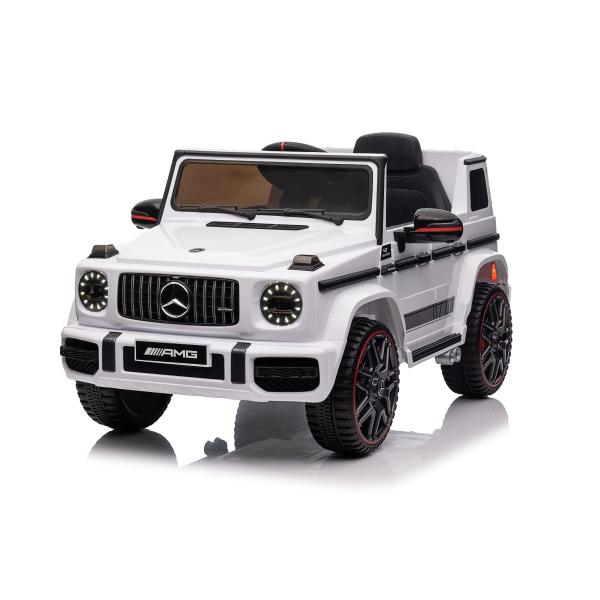 Elektrické autíčko Mercedes G, bílé, jednomístné sedadlo, 12V baterie, 2,4 GHz DO, 2X MO