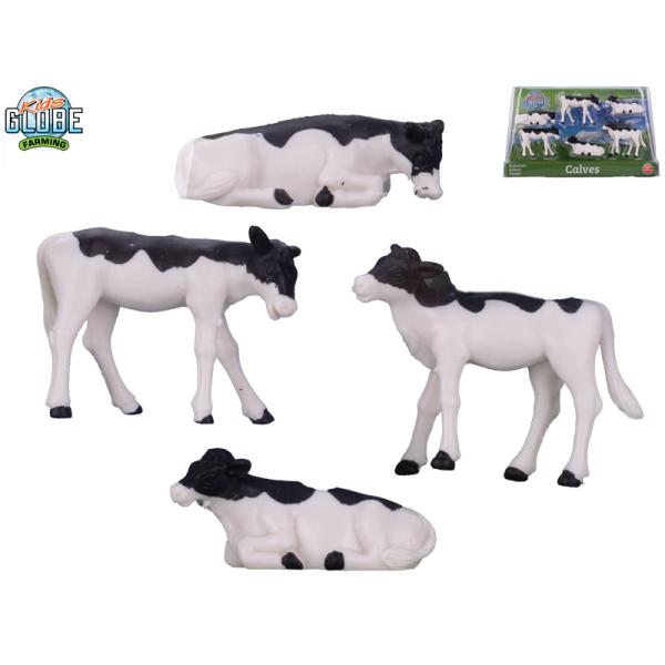 Kids Globe Farming teliatka ležiace/stojace 1:32 čiernobiele 6ks