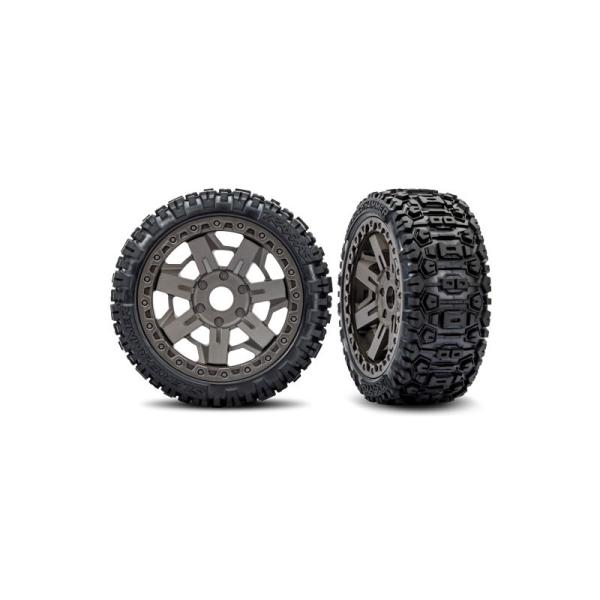 Traxxas ruota 3.0", cerchio grigio, pneumatico Sledgehammer belted (2)