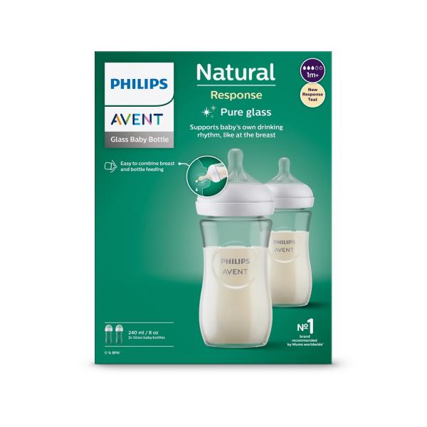 Philips AVENT Láhev Natural Response skleněná 240 ml, 1m+ 2 ks