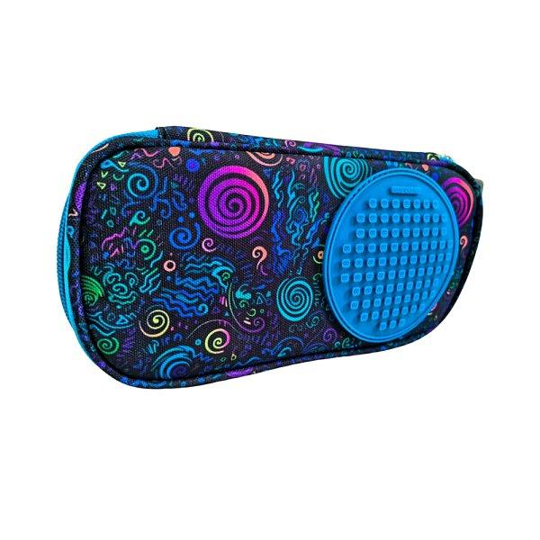 PIXIE CREW Studentský penál, modrý, Spiral magic, 50 pixelů