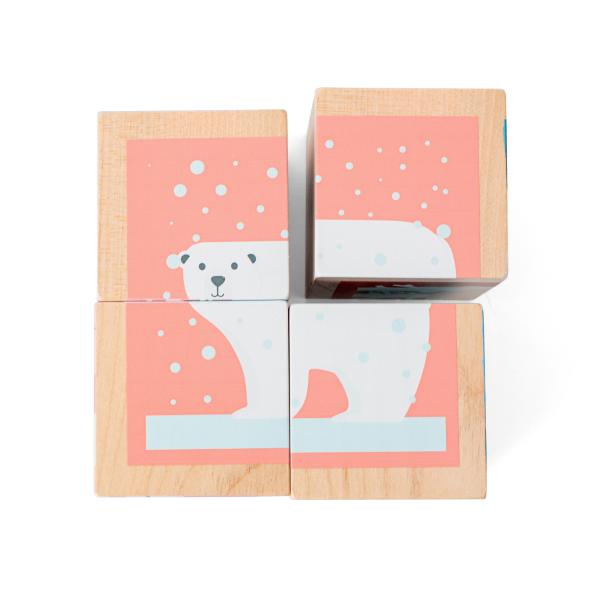 BS Toys Dřevěné obrázkové kostky se zvířátky – 4 ks
