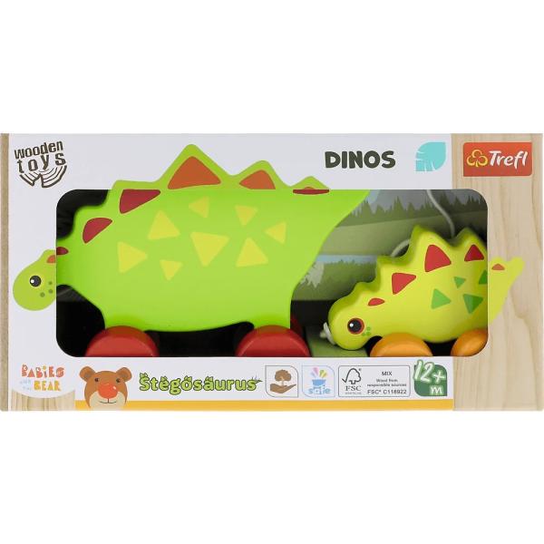 Trefl Dřevěná tahací hračka Dinosaurus Stegosaurus (obrázek 4)