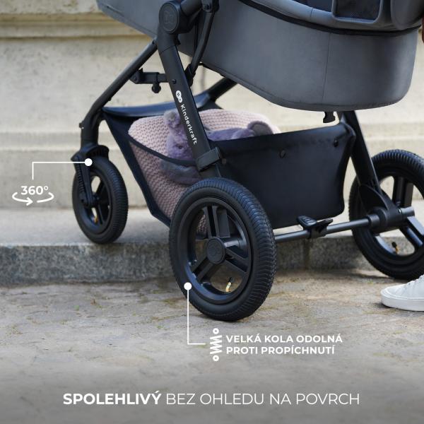 KINDERKRAFT Kočík kombinovaný Moov 2 Air 3v1 Pure Black (obrázek 8)