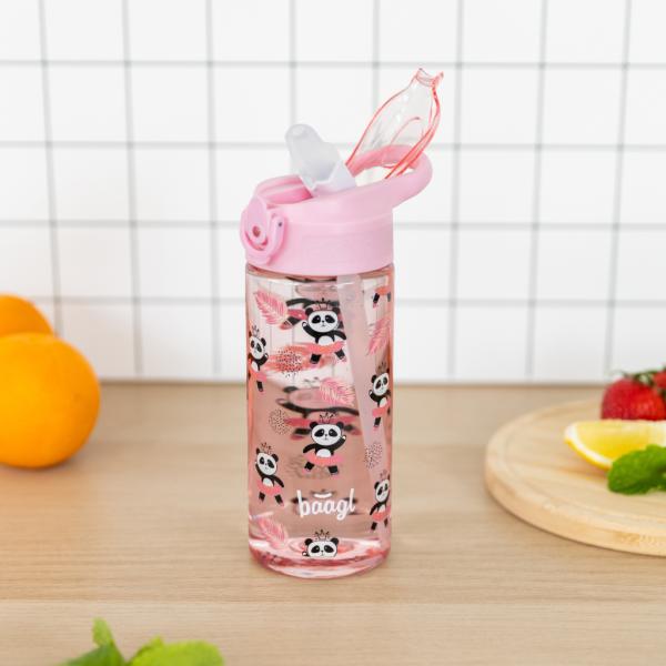 BAAGL Tritanová láhev na nápoje se slámkou Panda, 500 ml