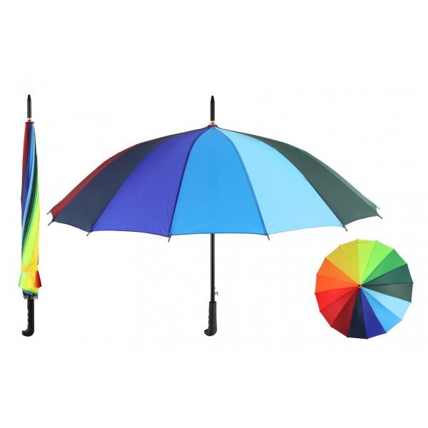 Deštník vystřelovací duhový 78cm kov/látka