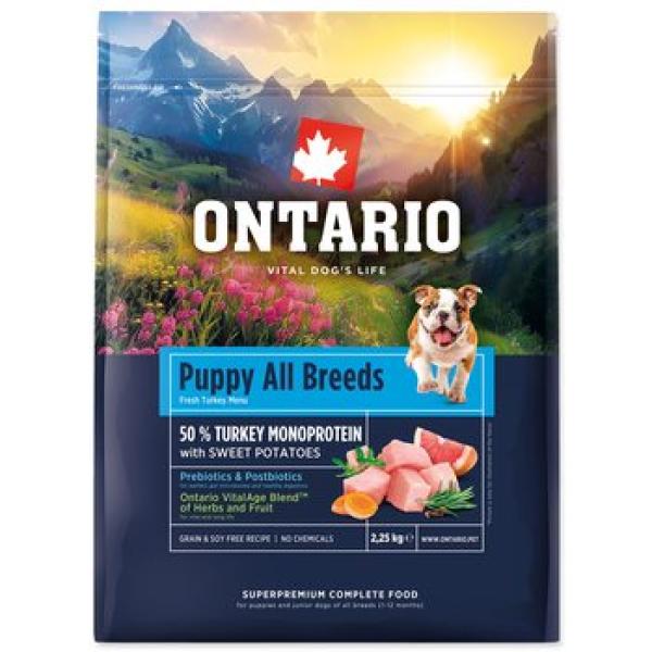 Krmivo Ontario Puppy All Breeds Monoprotein Turkey & Sweet Potatoes 2,25kg (obrázek 4)