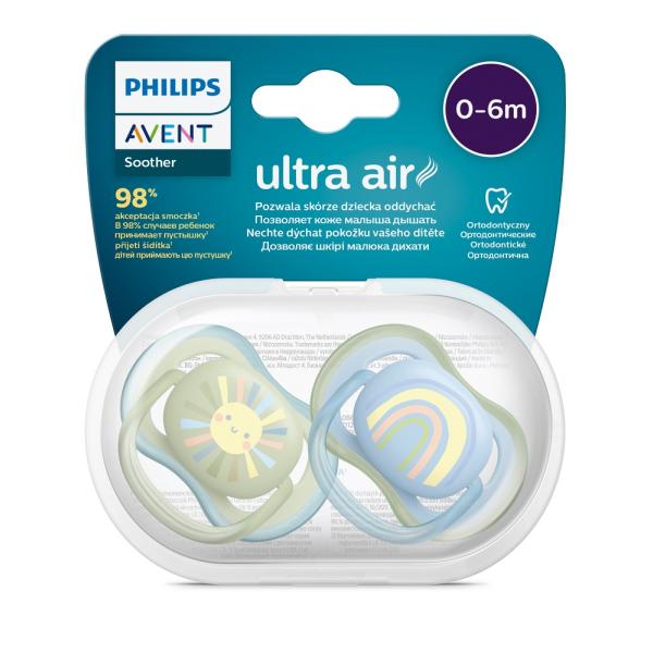 Philips AVENT Dudlík Ultra air obrázek 0-6m chlapec (duha) 2ks