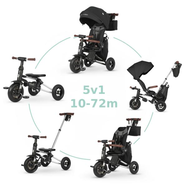 QPLAY Trojkolka Nova Deluxe 5v1 Black, 10-72 mesiacov