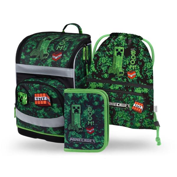 BAAGL SADA 3 Zippy Plus Minecraft Boom: aktovka, peračník, vrecko